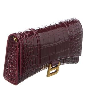 Croc Embossed Hourglass Wallet On Chain - Dark Red NWT in original packagi…